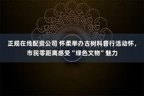 正规在线配资公司 怀柔举办古树科普行活动怀，市民零距离感受“绿色文物”魅力